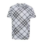 Blå Vintage Check Mønster T-shirts og Polos