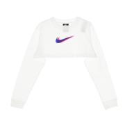 Kortærmet Crop Top med Swoosh Print