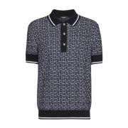 Strikket Jacquard Polo Skjorte Hvid