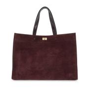 Suede & Patent Læder Tote Taske