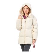 Hvid Stretch Nylon Puffer Jakke