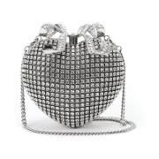 Rhinestone Heart Clutch med Bue Detalje