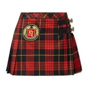 Plaid Wool Pleated Mini Skirt