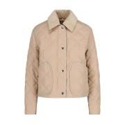 Beige Corduroy Krave Frakke med Logo