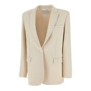 Hvid Crepe Blazer med Knappelukning