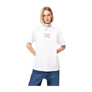 Elegant Hvid Broderet T-shirt