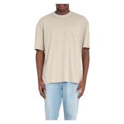 Stribet Accent Tee i Sand