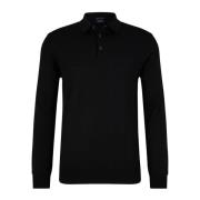 Sort Merinould Polo Stil Pullover