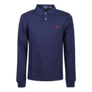 Marineblå Langærmet Polo Shirt