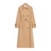 Vandtæt Uldblanding Midi Trench Coat