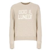 Beige Uldblanding Crew Neck Sweater