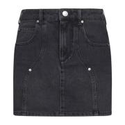 Faded Black Denim Mini Nederdel