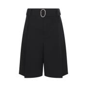 Sort uld gabardine shorts