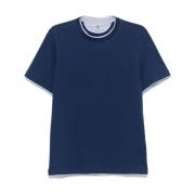 Lagdelt Effekt Navy T-shirt Kortærmet