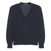 Børstet uld cashmere silke strik cardigan