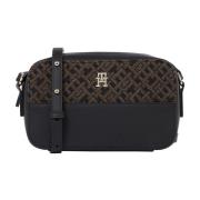 Sort Jacquard Cross Body Kamerataske