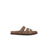 Brun Ruskind Slide Sandaler