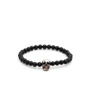 Skull Beaded Armbånd Sort Sølv