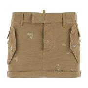 Khaki Canvas Mini Nederdel