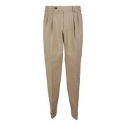 Beige Stretch Bomuld Bukser med Lommer