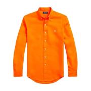 Orange Linned Skjorte Custom Fit