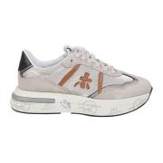 Beige ruskind og teknisk stof sneakers