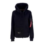 Sort Sherpa Hoodie med lynlomme