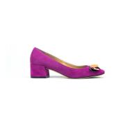 Suede Pumps med Pailletter