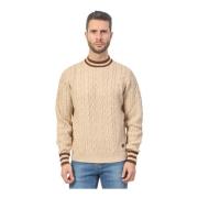 Uldblanding rund hals sweater med logo