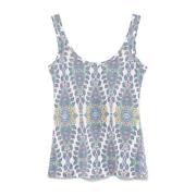 Elegant Hvid Grafisk Print Top