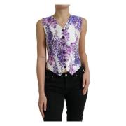 Elegant Blomstret Silkeblandet Vest