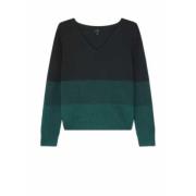 Stribet Gradient V-hals Sweater til Kvinder