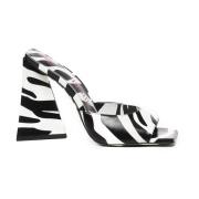 Zebra Print Pyramid Heel Sandaler