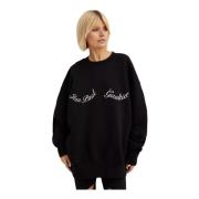 Sort Oversize Sweatshirt med Hvidt Logo