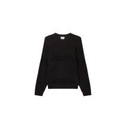 Stribet Crewneck Sweater, Regular Fit, Sort