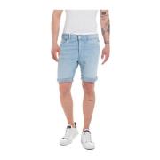 Blå Bomuld Bermuda Shorts med Elastan