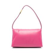 Fuchsia Pink Læder Crossbody Taske