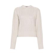 Beige Lamé Crew Neck Sweater