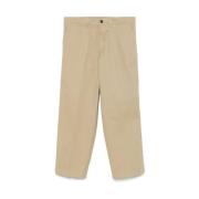 Beige Bomuld Gabardine Brede Benbukser