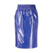 Royal Blue High-Shine Midi Nederdel