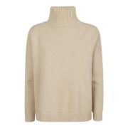 Sandfarvet uld turtleneck sweater