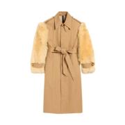 Beige Bomuld Faux-Fur Overbeklædning