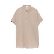 Sand Brun Button-Down Skjorte