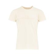 Beige Bomuld Logo Broderet T-shirt