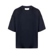 Marineblå Oversize Rund Hals T-shirt