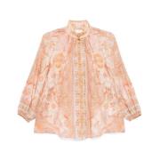 Acacia Print Button-Up Bluse