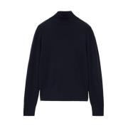 Sort Strikket Højhalset Sweater