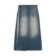 Denim Nederdel med Touch-Strop Lukning