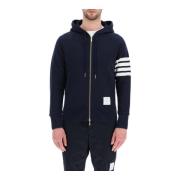 4-Bar Zip-Up Hoodie med snøre i hætten