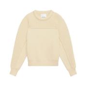 Ecru Uld Ribstrikket Sweater